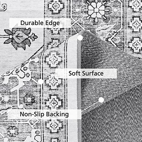 8x10 Grey Vintage Medallion Area Rug – Boho Style