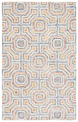 Safavieh Aspen Collection 9' x 12' Ivory/Blue APN264M Handmade Boho Wool Area Rug