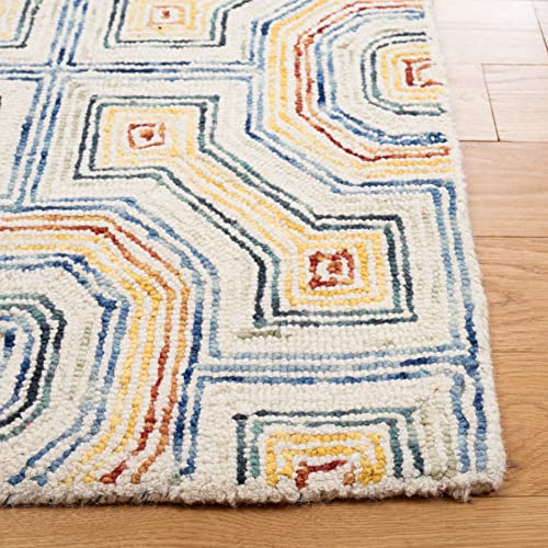 Safavieh Aspen Collection 9' x 12' Ivory/Blue APN264M Handmade Boho Wool Area Rug