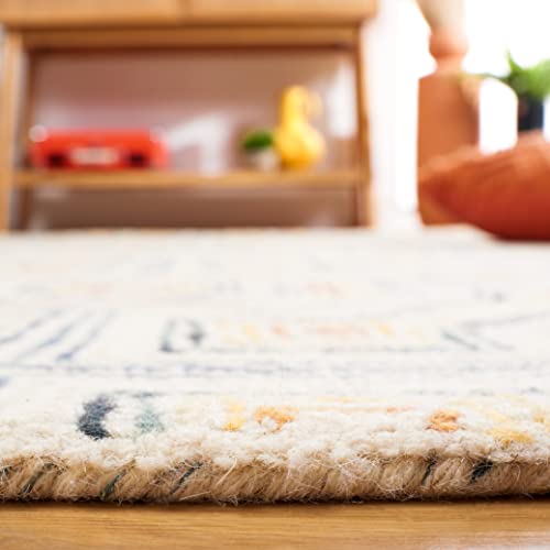 Safavieh Aspen Collection 9' x 12' Ivory/Blue APN264M Handmade Boho Wool Area Rug