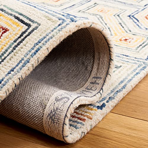 Safavieh Aspen Collection 9' x 12' Ivory/Blue APN264M Handmade Boho Wool Area Rug