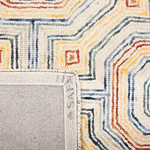 Safavieh Aspen Collection 9' x 12' Ivory/Blue APN264M Handmade Boho Wool Area Rug