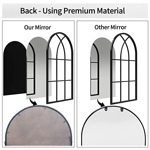 ironsmithn Wall Mirror Mounted Decorative Long Hanging Arched Window Frame Decor Wall-Mounted for Bathroom Vanity, Living Room or Bedroom41.3” x0.9”x24”