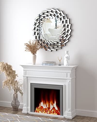 31.5'' Silver Round Beveled Wall Mirror