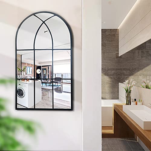 ironsmithn Wall Mirror Mounted Decorative Long Hanging Arched Window Frame Decor Wall-Mounted for Bathroom Vanity, Living Room or Bedroom41.3” x0.9”x24”