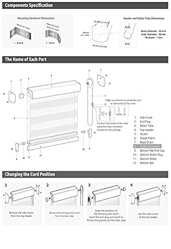 Custom Cut to Size, [Fetra, Grey, W 94 x H 82 inch] Blackout Zebra Roller Blinds, Room Darkening Shades, Privacy Light Blocking, Day and Night Insulated Window Coverings, 20 to 110 inch Wide