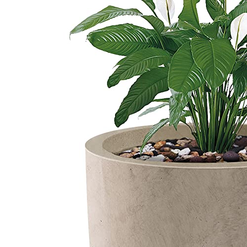 Kante 18.1" 20.4" 22.4" H Round Concrete Modern Tall Planters Set of 3 for Outdoor Indoor, Decorative Plant pots with Drainage Hole & Rubber Plug for Home & Garden Weathered Concrete