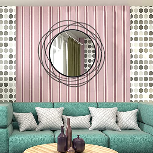 ironsmithn Wall Mirror Mounted Round Decorative Mirrors Circle for Bathroom Vanity, Living Room or Bedroom 26.8” x26.8” (Black)