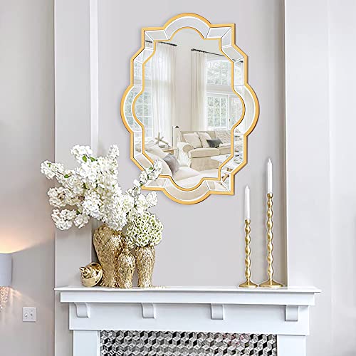 Gold Beveled Edge Decorative Wall Mirror, 24" x 36