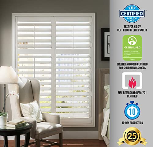 SHUTTERS-Plantation-Interior-Window COVERINGS-Custom Made in 10 Days- DIY Install -Save $$$-Made in USA-Never Needs Painting -25 Year Warranty-Traditional Front TILT Rod