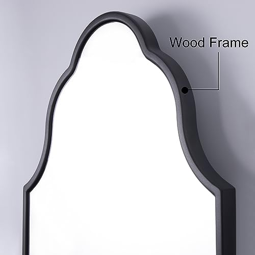 Chende Arch Wall Mirror, 32"X20" Black Bathroom Mirror with Wood Frame, Large Antique Decorative Mirror for Entryway, Living Room, Bedroom