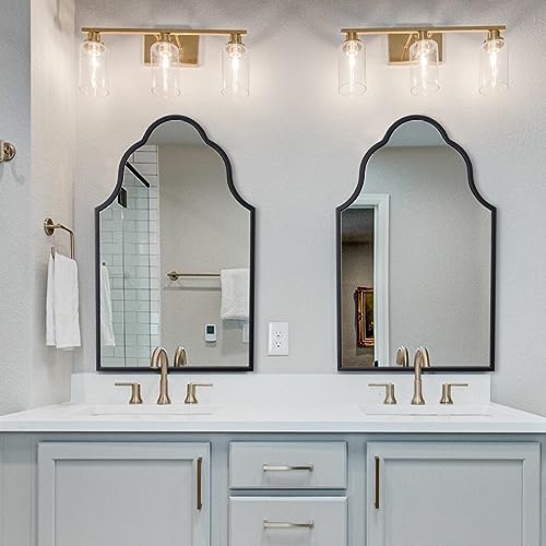 Chende Arch Wall Mirror, 32"X20" Black Bathroom Mirror with Wood Frame, Large Antique Decorative Mirror for Entryway, Living Room, Bedroom