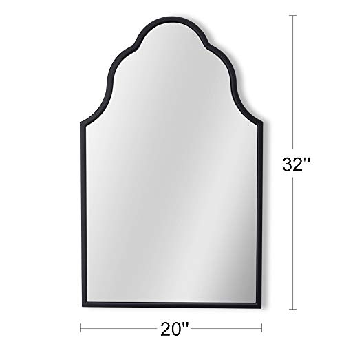 Chende Arch Wall Mirror, 32"X20" Black Bathroom Mirror with Wood Frame, Large Antique Decorative Mirror for Entryway, Living Room, Bedroom