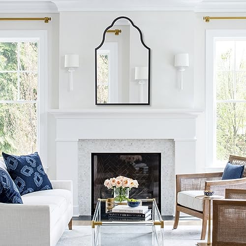 Chende Arch Wall Mirror, 32"X20" Black Bathroom Mirror with Wood Frame, Large Antique Decorative Mirror for Entryway, Living Room, Bedroom