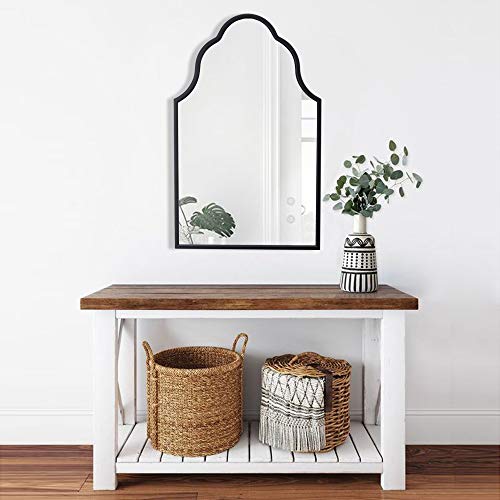 Chende Arch Wall Mirror, 32"X20" Black Bathroom Mirror with Wood Frame, Large Antique Decorative Mirror for Entryway, Living Room, Bedroom