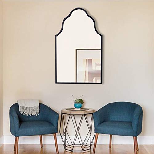 Chende Arch Wall Mirror, 32"X20" Black Bathroom Mirror with Wood Frame, Large Antique Decorative Mirror for Entryway, Living Room, Bedroom