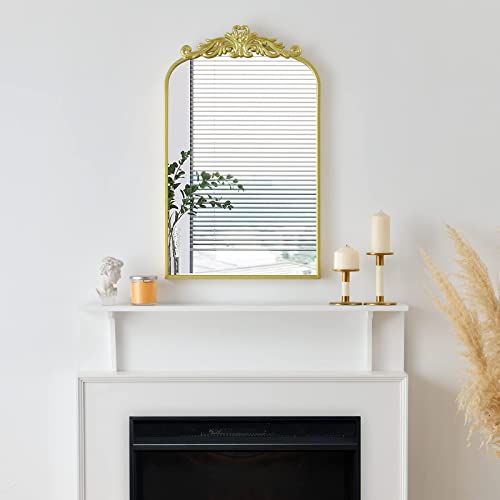 Hafomcel Arendahl Traditional Arch Mirror,Vintage Decorative Wall Mirror,31 x 19,Gold,Antique Arched Wall Mirror with Metal Frame