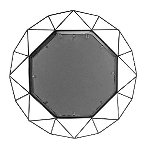 Stonebriar Decorative 28 Inch Black Geometric Metal Frame Hanging Wall Mirror with Mounting Brackets, 28.3" x 28.3"