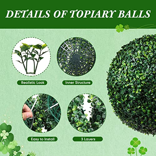4 Pcs 18.9 Inch Artificial Plant Topiary Balls UV Resistant Round Boxwood Balls Large Faux Decorative Greenery Spheres for Indoor Outdoor Wedding Garden Backyard Balcony Front Door Home Party Decor