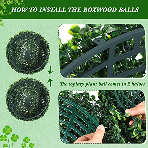 4 Pcs 18.9 Inch Artificial Plant Topiary Balls UV Resistant Round Boxwood Balls Large Faux Decorative Greenery Spheres for Indoor Outdoor Wedding Garden Backyard Balcony Front Door Home Party Decor