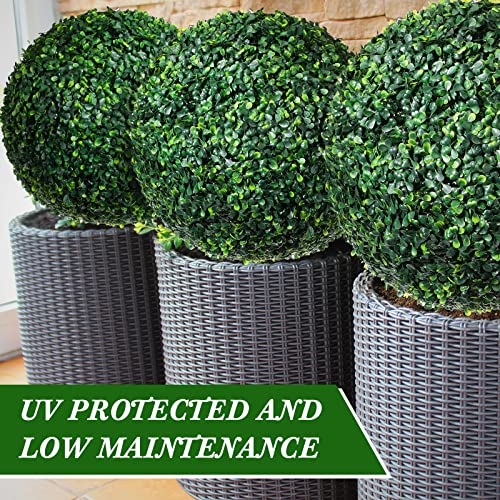 4 Pcs 18.9 Inch Artificial Plant Topiary Balls UV Resistant Round Boxwood Balls Large Faux Decorative Greenery Spheres for Indoor Outdoor Wedding Garden Backyard Balcony Front Door Home Party Decor
