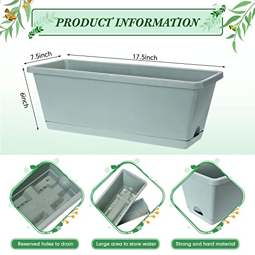Gueevin 20 Pcs 17 x 7.5 Inch Window Boxes Planters with Tray Plastic Vegetable Flower Planters Boxes Plant Pots Rectangular Planter for Outdoor Plants Plastic Rectangle Pot for Indoor Outdoor Decor