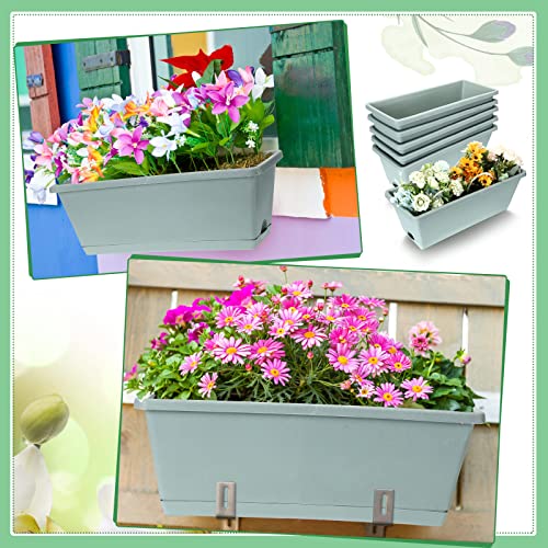 Gueevin 20 Pcs 17 x 7.5 Inch Window Boxes Planters with Tray Plastic Vegetable Flower Planters Boxes Plant Pots Rectangular Planter for Outdoor Plants Plastic Rectangle Pot for Indoor Outdoor Decor