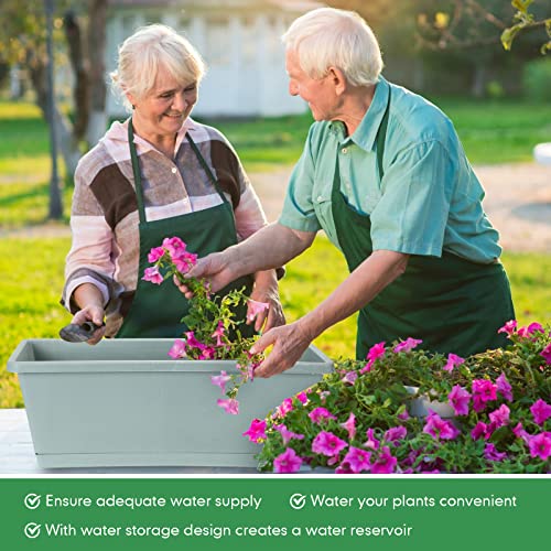 Gueevin 20 Pcs 17 x 7.5 Inch Window Boxes Planters with Tray Plastic Vegetable Flower Planters Boxes Plant Pots Rectangular Planter for Outdoor Plants Plastic Rectangle Pot for Indoor Outdoor Decor