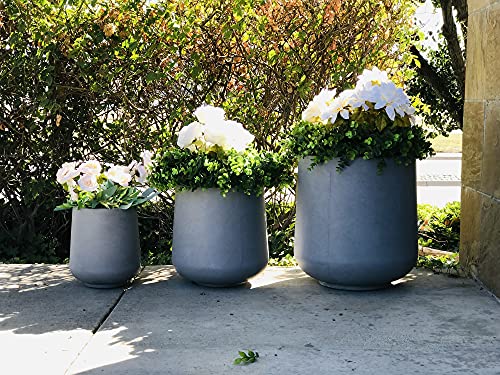 Kante 15.3"+11.6"+8.2" Dia Round Concrete Planter,Large Planter Pots Containers with Drainage Holes for Patio, Balcony, Backyard, Living Room