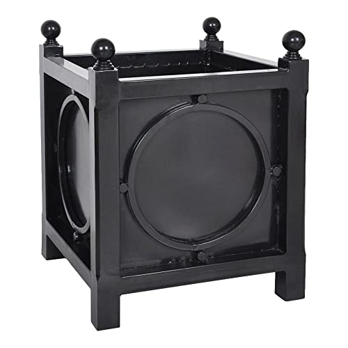 MY SWANKY HOME Large Indoor Outdoor Classic Metal Planter Black Square Circle 20 inch Elegant