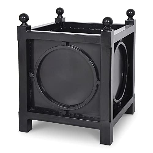 MY SWANKY HOME Large Indoor Outdoor Classic Metal Planter Black Square Circle 20 inch Elegant