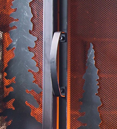 Plow & Hearth Metal Fireplace Screen Cabin Flatguard Black | 38" W x 31" H | Single Door | Spark Guard Indoor Grate | Iron Fire Place Cover | Wood Burning Stove Decorative Accessories