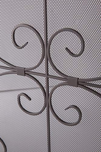 Plow & Hearth Metal Fireplace Screen Crest Arch Black | 44" W x 33" H | Flatguard | Spark Guard Indoor Grate | Iron Fire Place Cover | Wood Burning Stove Decorative Accessories