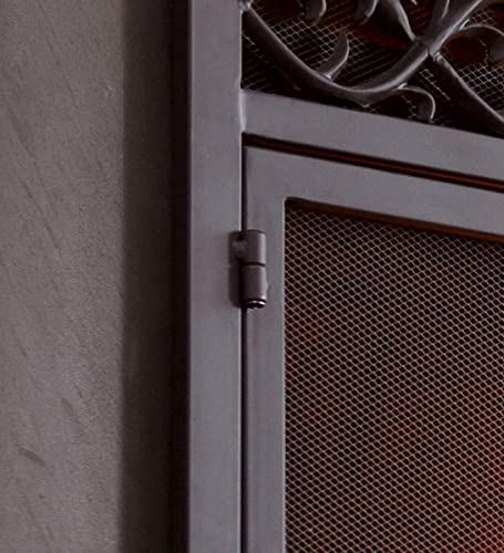 Plow & Hearth Metal Fireplace Screen Scrollwork Black | 38" W x 31" H | 2 - Door | Spark Guard Indoor Grate | Iron Fire Place Cover | Wood Burning Stove Decorative Accessories