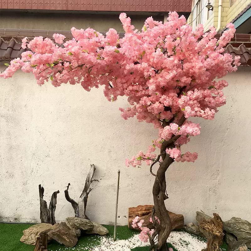 Large Home Decor Artificial Cherry Blossom Trees,Fake Sakura,Real Wood Stems and Lifelike LeavesReplica Artificial Plant for Sakura Flower 2.5x2.5m/8.2x8.2ft