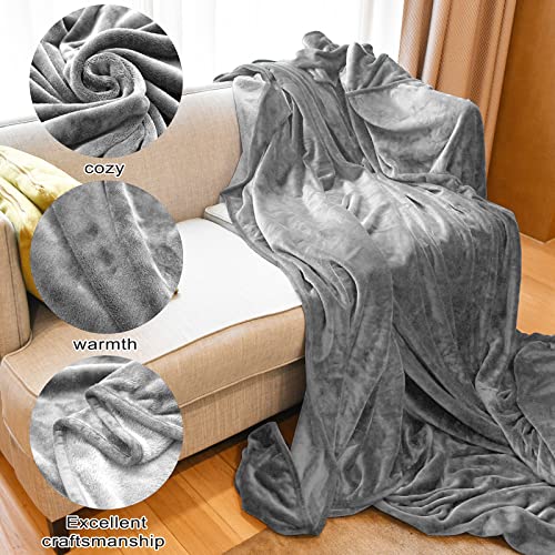 LaSyL Oversized King 120 x 120 Inches Blanket,10'x 10' Extra Large Soft Warm Flannel Fleece Thick Throw Blanket Plush Microfiber Fluffy Bedding Comforter for Couch/Bed/Sofa Outside Campaign Grey