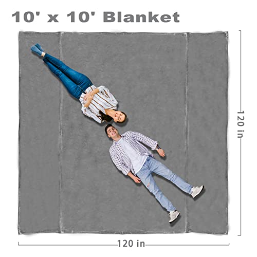 LaSyL Oversized King 120 x 120 Inches Blanket,10'x 10' Extra Large Soft Warm Flannel Fleece Thick Throw Blanket Plush Microfiber Fluffy Bedding Comforter for Couch/Bed/Sofa Outside Campaign Grey