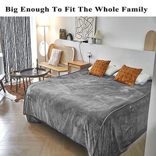 LaSyL Oversized King 120 x 120 Inches Blanket,10'x 10' Extra Large Soft Warm Flannel Fleece Thick Throw Blanket Plush Microfiber Fluffy Bedding Comforter for Couch/Bed/Sofa Outside Campaign Grey