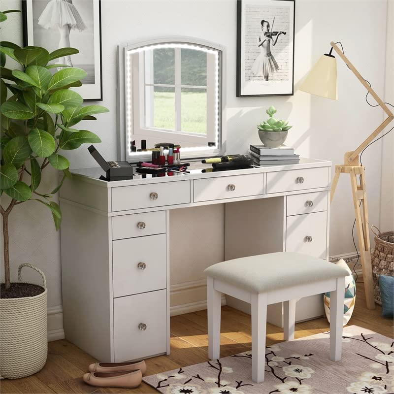 Furniture of America Galveston Solid Wood 3-Piece Vanity Set in White