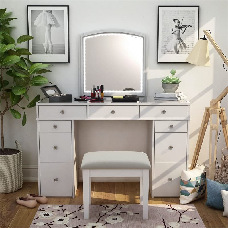 Furniture of America Galveston Solid Wood 3-Piece Vanity Set in White