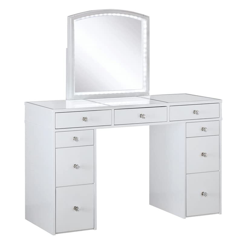 Furniture of America Galveston Solid Wood 3-Piece Vanity Set in White