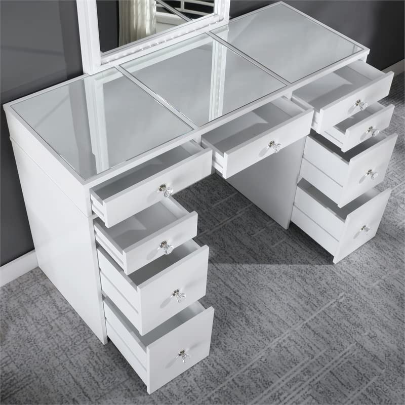 Furniture of America Galveston Solid Wood 3-Piece Vanity Set in White