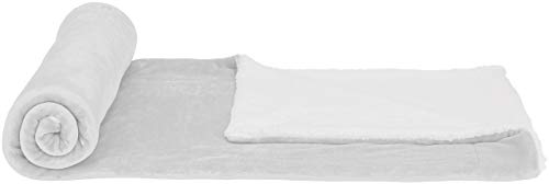 Amazon Basics Ultra-Soft Micromink Sherpa Blanket, Twin, Grey