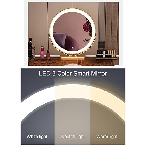 Gray Vanity Desk with Lights and Drawers