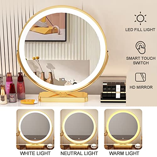 Lighted Vanity Table Set with Cushioned Stool