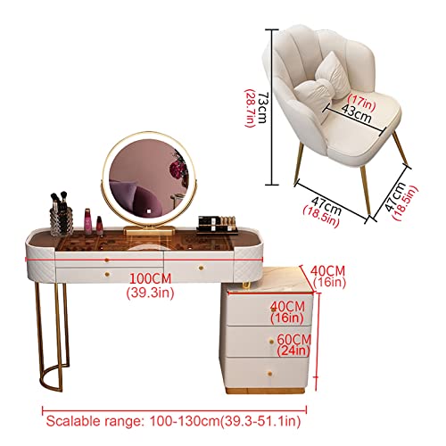 Gray Vanity Desk with Lights and Drawers