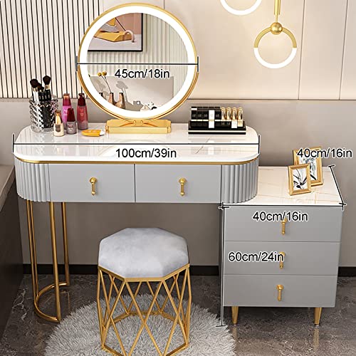Lighted Vanity Table Set with Cushioned Stool