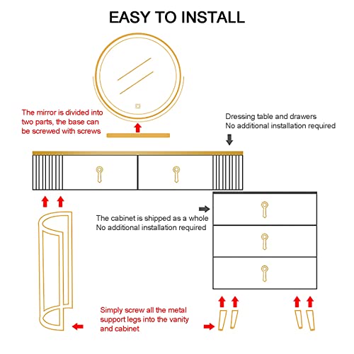 Lighted Vanity Table Set with Cushioned Stool
