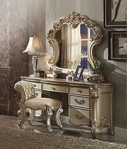 ACME Vendome Vanity Desk - 23007 - Gold Patina & Bone