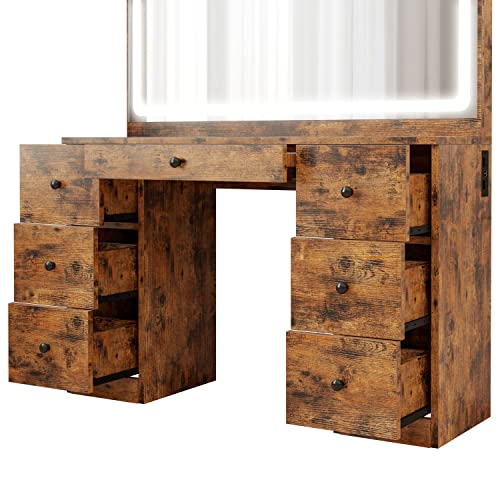 Vanity Desk Set with LED Mirror and Storage